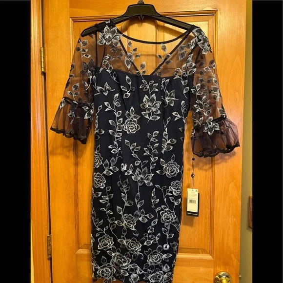 Adrianna Papell | Dresses | Embroidered Bell Sleeve Dress | Poshmark